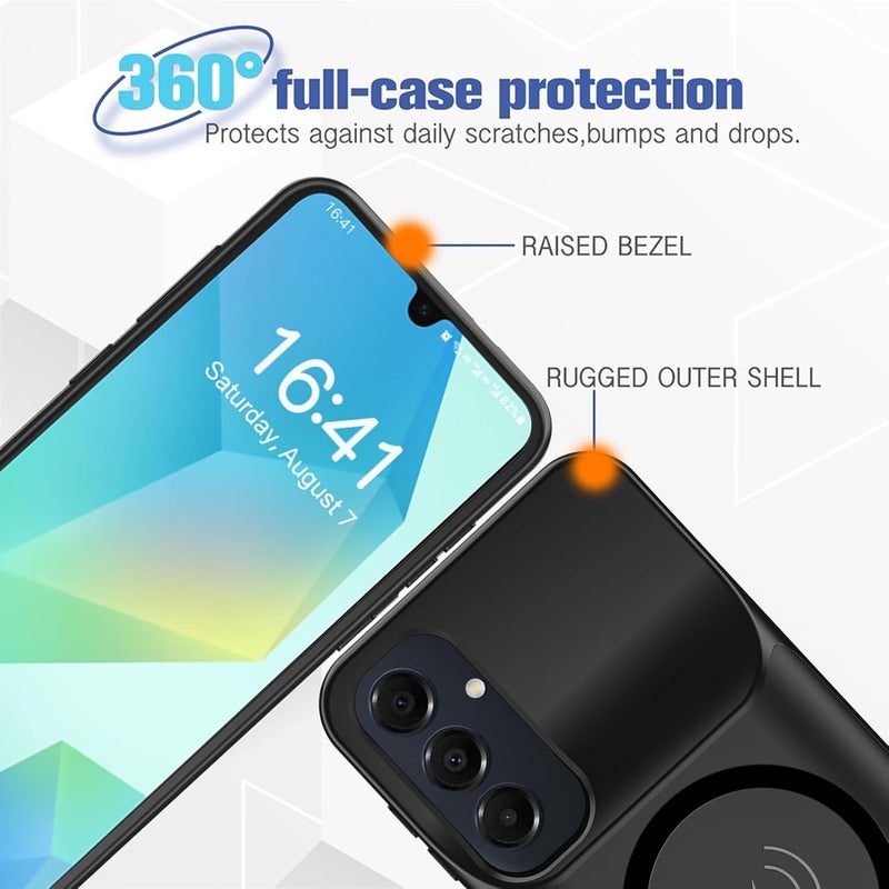 SNRONEW Battery Case for Galaxy A16/A17, 10000mAh High Capacity Portable Charger Case, Rechargeable Smart Battery Pack Compatible with Galaxy A16 A17 6.7 inch Charging, Support Wireless & Carplay - Black - Image 5